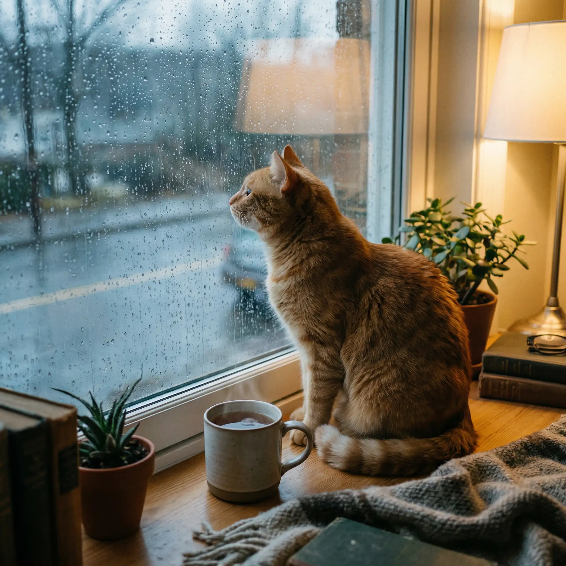 猫咪望着窗外的雨 - 黑料网官网